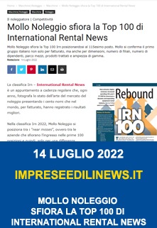 Copertina Mollo Noleggio Sfiora La Top 100 Di International Rental News