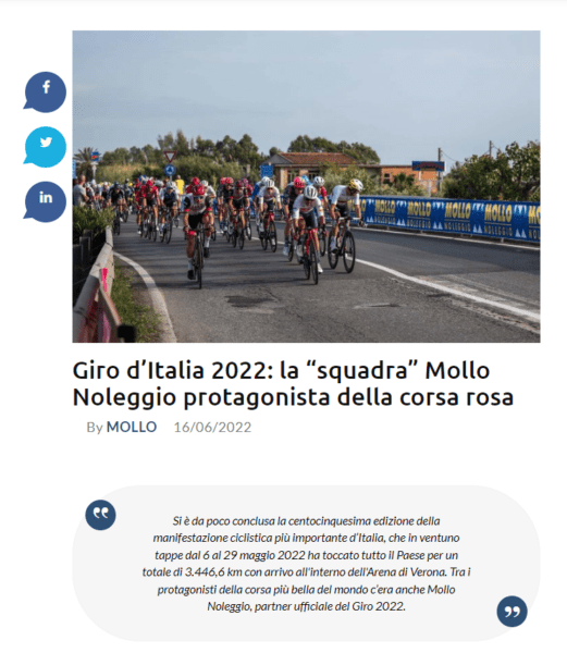 Giro Italia 2022 La Squadra Mollo Noleggio Protagonista Della Corsa Rosa