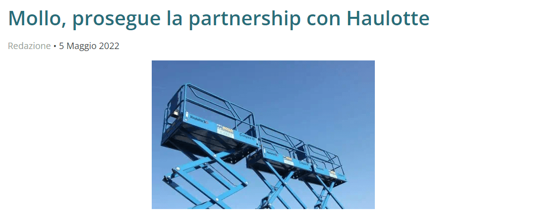 Mollo Prosegue La Partnership Con Haulotte