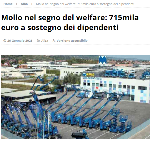 Mollo Nel Segno Del Welfare 715 Mila Euro A Sostegno Dei Dipendenti