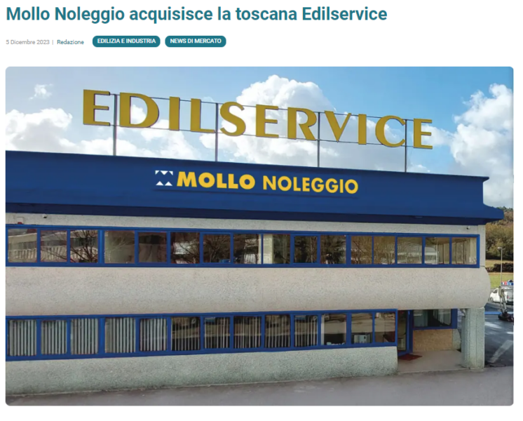 Mollo Noleggio Acquisisce La Toscana Edilservice